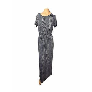 NWT Michael Michael Kors Navy White Chevron Stripe Maxi Dress Size Medium